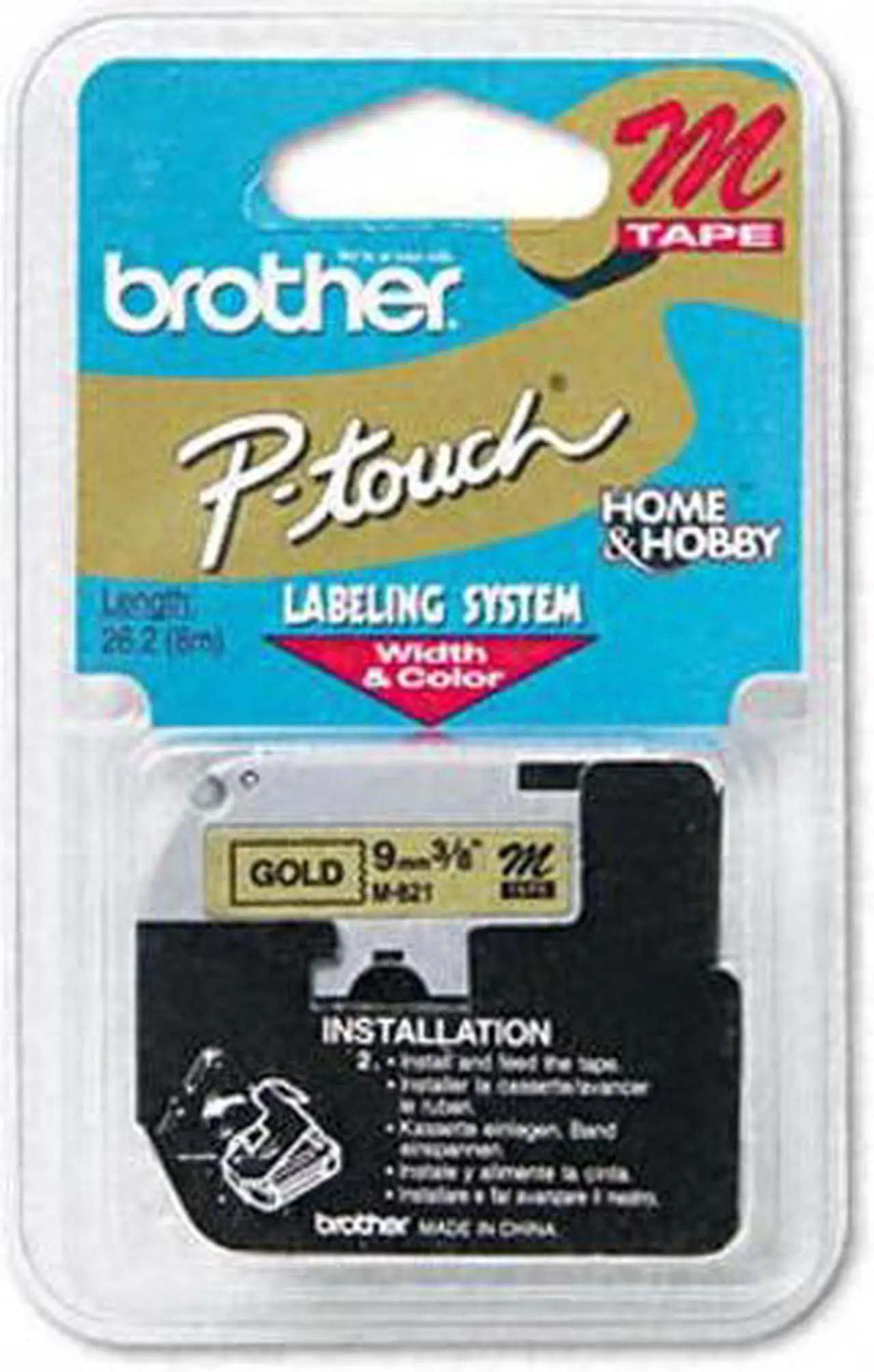 Main image of Brother M821 9mm (0.35") Black on Gold Non-Laminated Tape