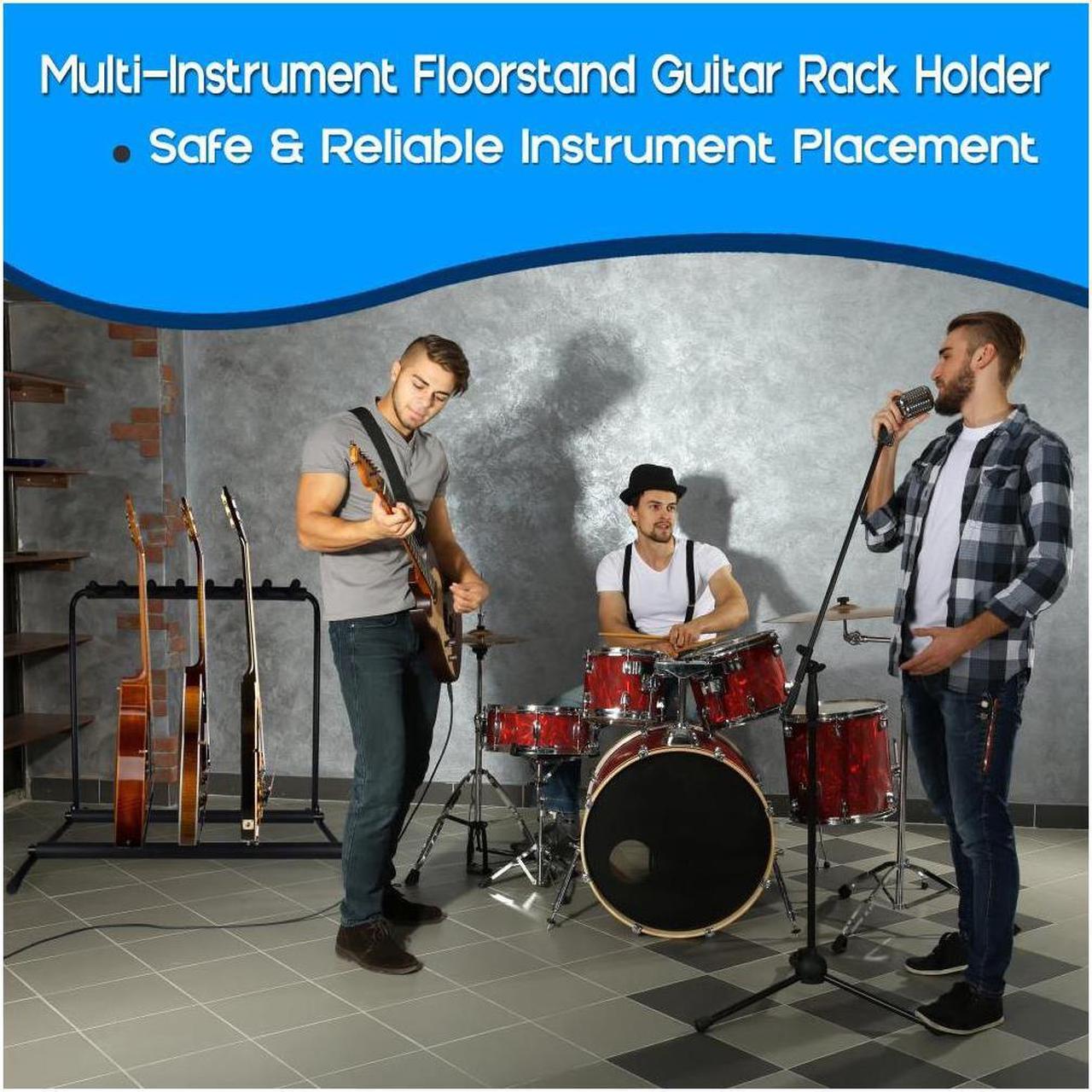 Alt view image 10 of 10 - Pyle PGST43 Multi Instrument 7 Slot Universal Guitar Floor Stand Rack Holder