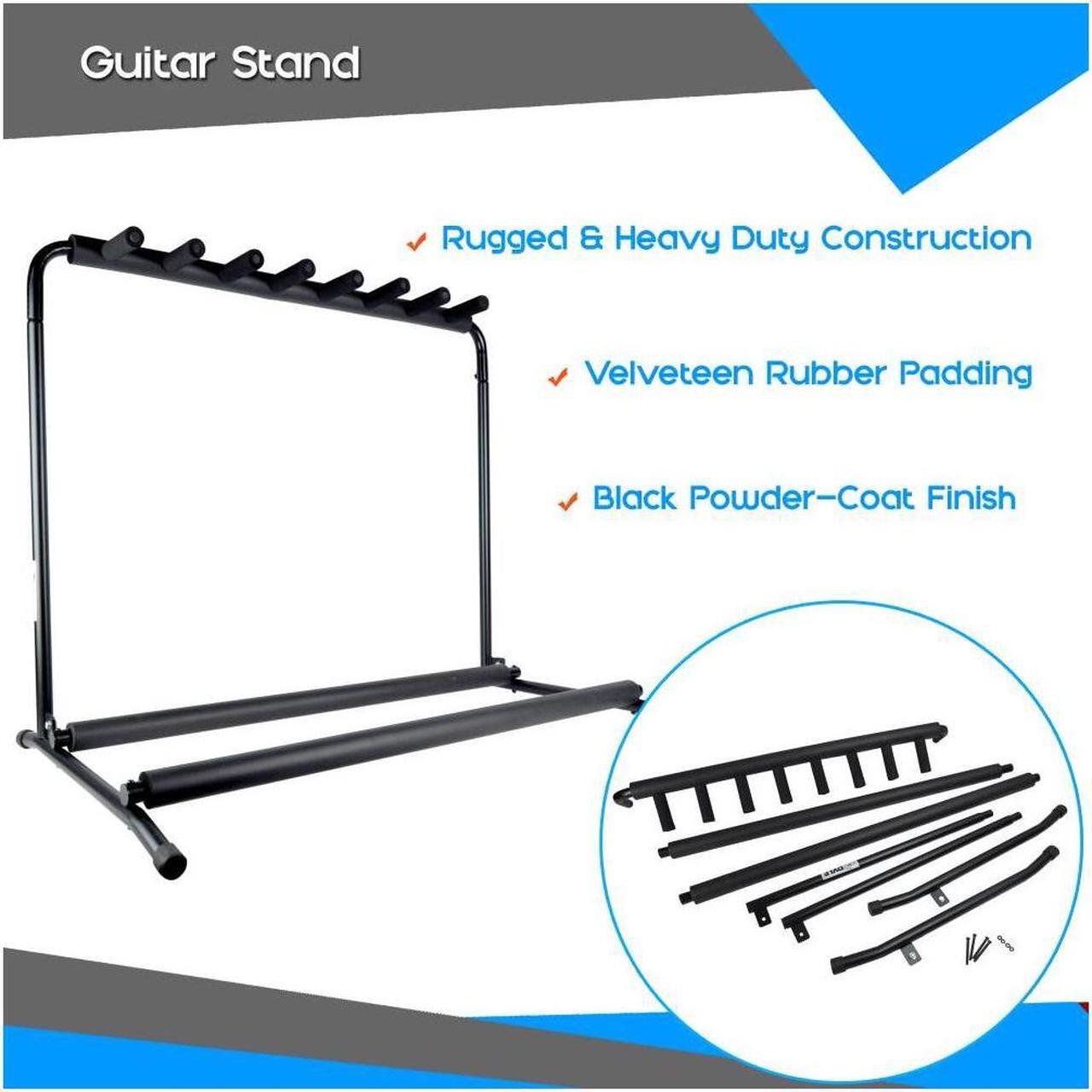 Alt view image 7 of 10 - Pyle PGST43 Multi Instrument 7 Slot Universal Guitar Floor Stand Rack Holder