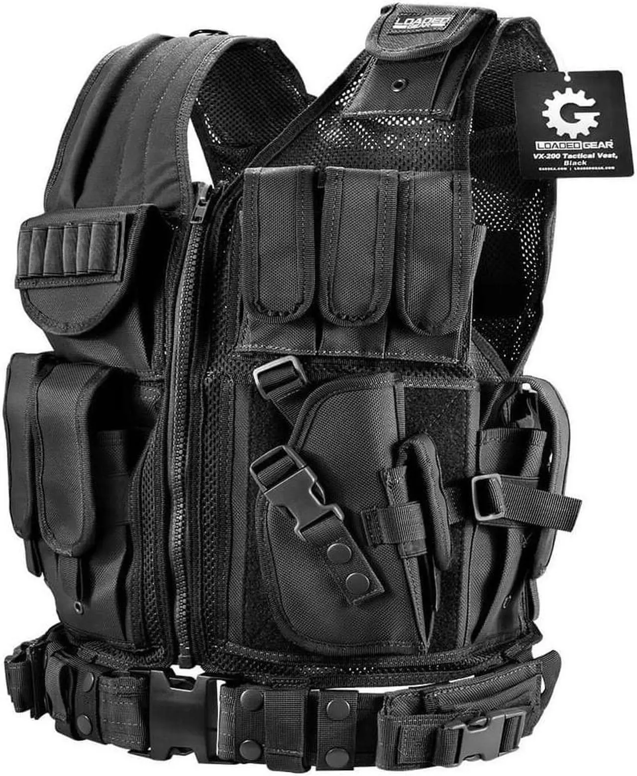 Alt view image 2 of 6 - BARSKA BI13196 Tactical Vest,Nylon,XL +,Black
