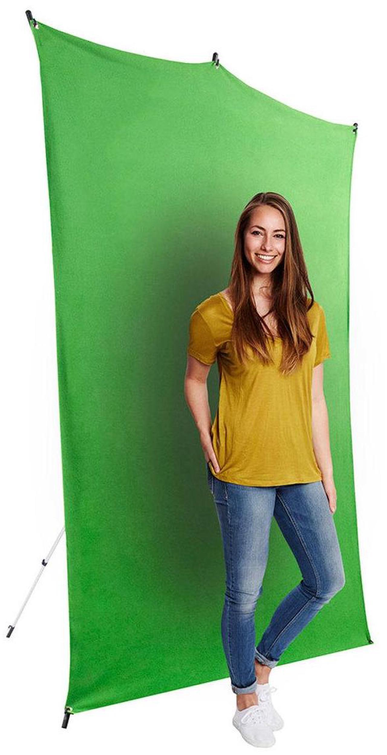 Alt view image 2 of 7 - Savage 5x7' Chroma Green Background Backdrop Travel Kit, Includes Stand, Bag