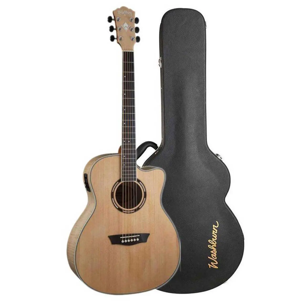 Alt view image 7 of 8 - Washburn AG40CEK-A Apprentice Grand-Auditorium Cutaway Acoustic-Electric Guitar