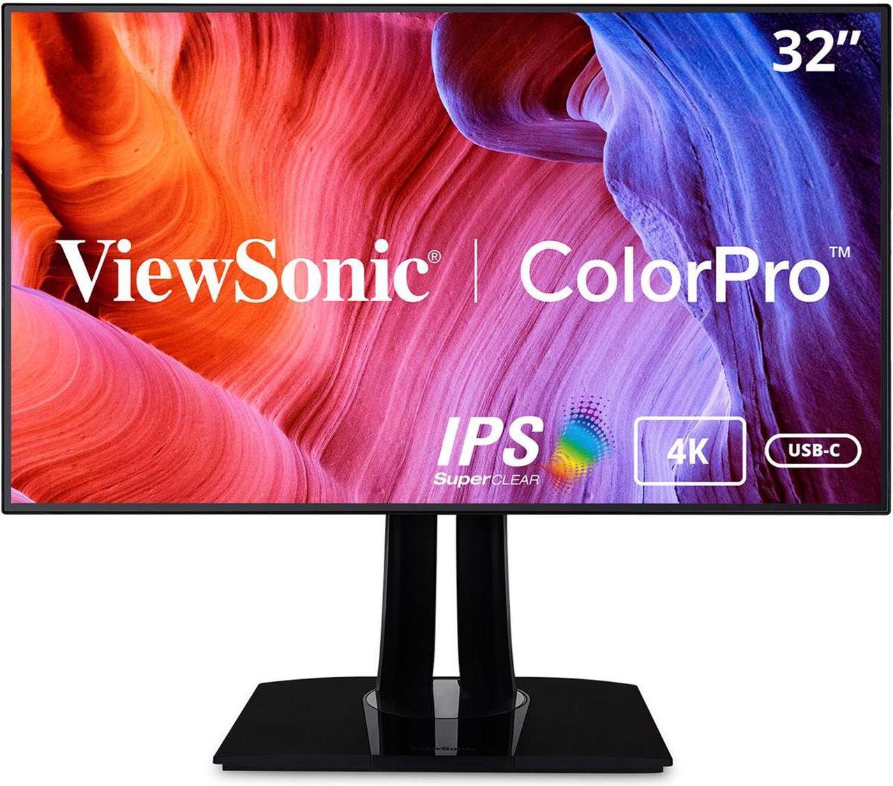 ViewSonic VP3268a-4K 32 Inch Premium IPS 4K Monitor with Advanced Ergonomics, ColorPro 100% sRGB Rec 709, 14-bit 3D LUT, Eye Care, HDR10 Support, HDMI, USB C, DisplayPort for Professional Home Office