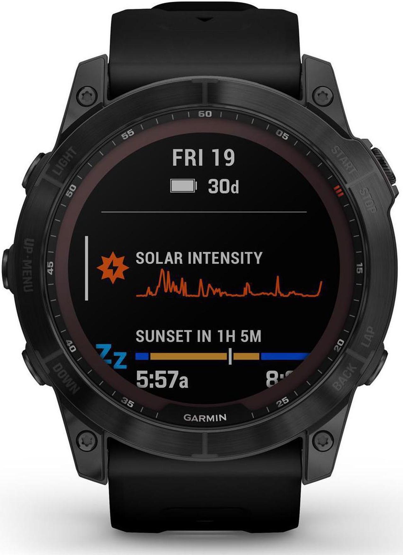 Alt view image 6 of 12 - Garmin Fenix 7X - Sapphire Solar Edition, Black DLC Titanium with Black Band | Multisport GPS Smart Watch 010-02541-22