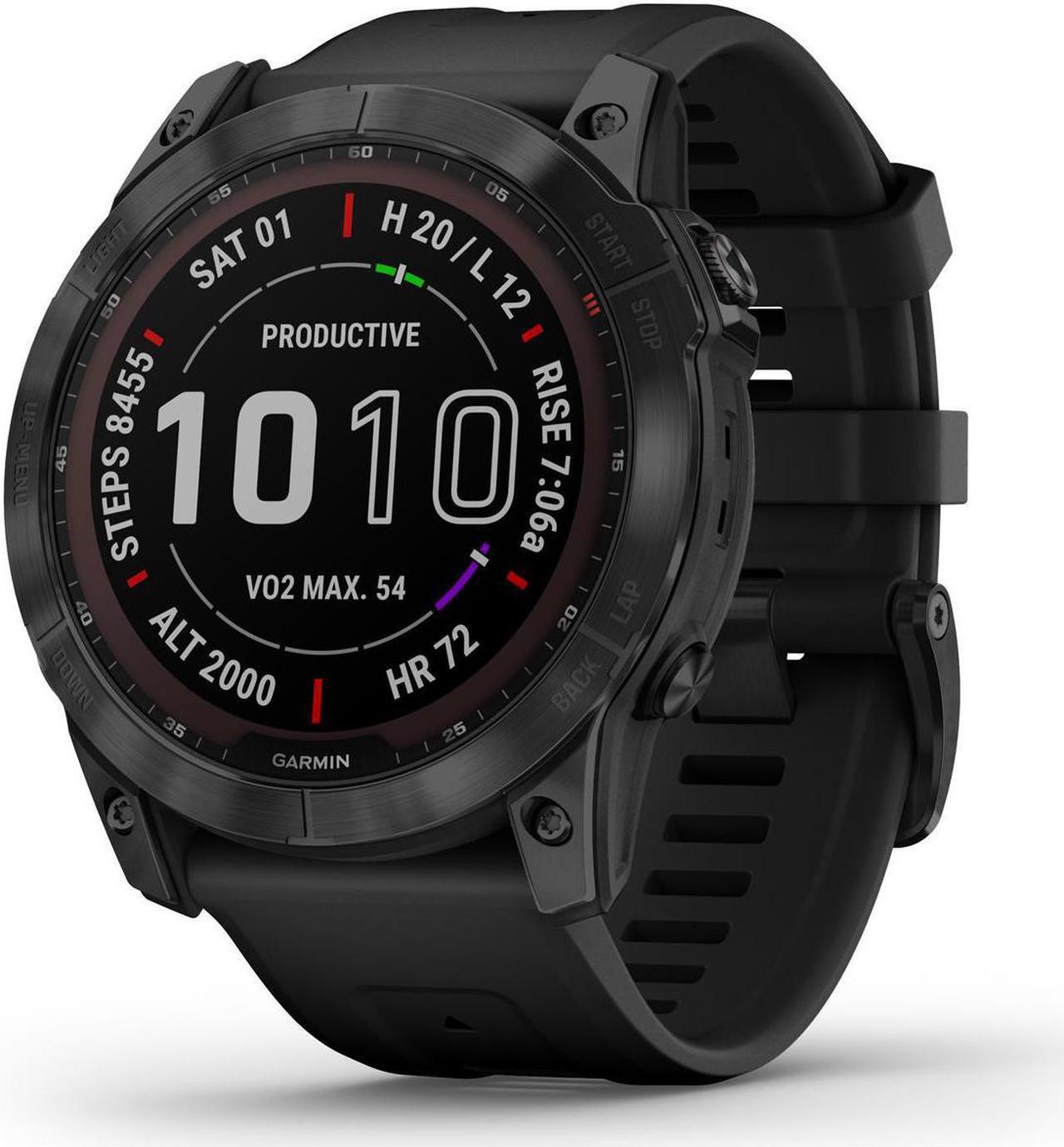 Alt view image 5 of 12 - Garmin Fenix 7X - Sapphire Solar Edition, Black DLC Titanium with Black Band | Multisport GPS Smart Watch 010-02541-22