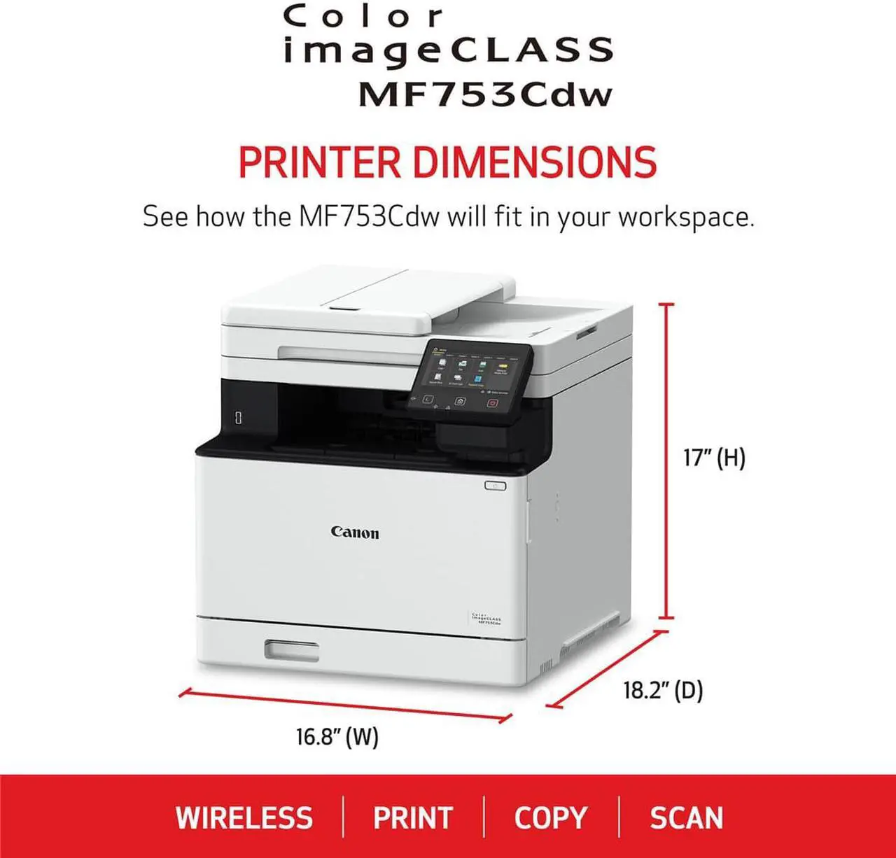 Alt view image 2 of 17 - Canon imageCLASS MF753Cdw Wireless Laser Multifunction Printer Color White