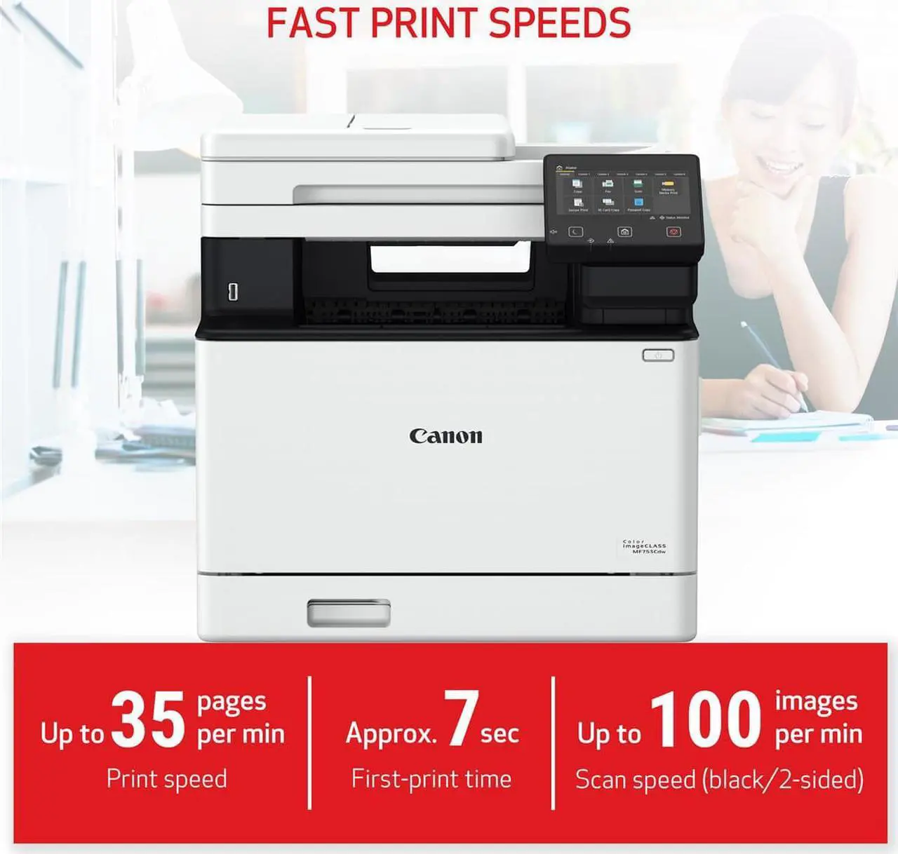 Alt view image 5 of 17 - Canon imageCLASS MF753Cdw Wireless Laser Multifunction Printer Color White