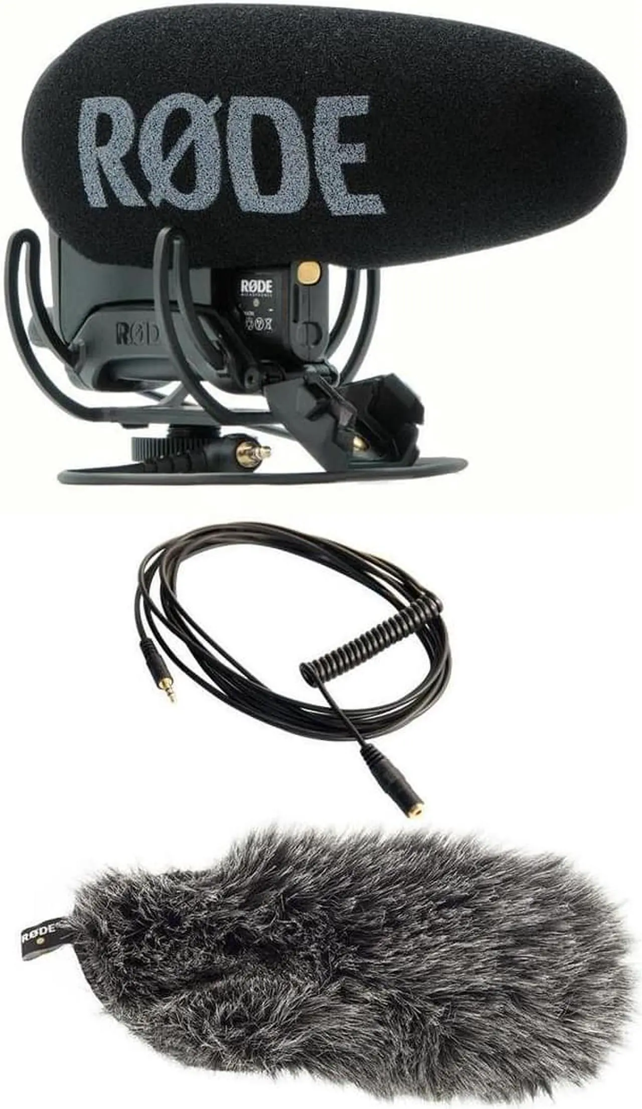 Main image of Rode VideoMic Pro+ Directional On-Camera Shotgun Microphone, Bundle with DeadCat VMP+ Windshield and VC1 Extension Cable