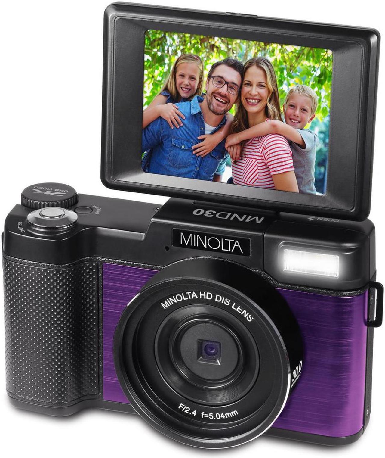 Alt view image 2 of 7 - Minolta MND30-P MND30 4x Digital Zoom 30 MP/2.7K Quad HD Digital Camera (Purple)