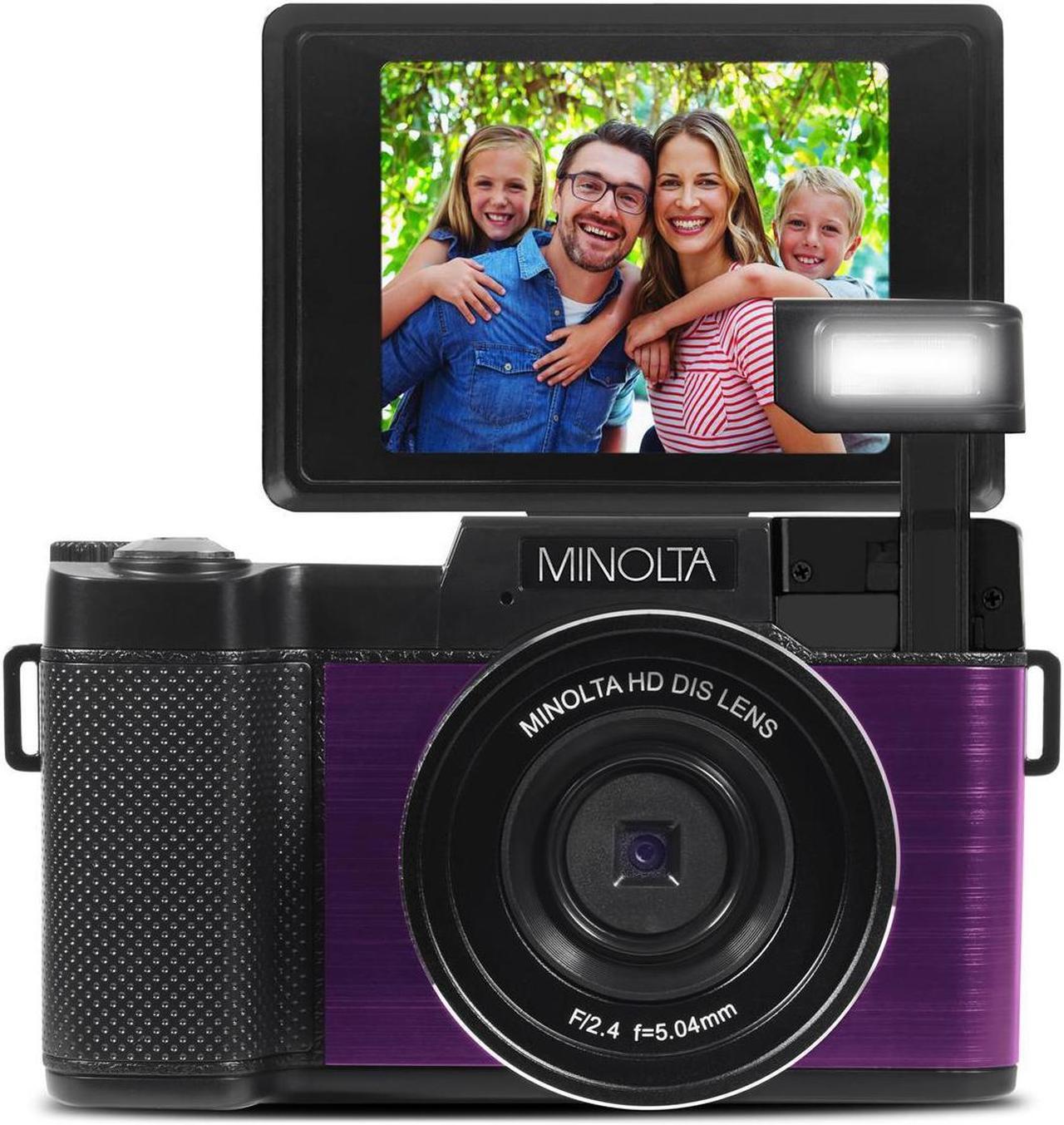 Alt view image 3 of 7 - Minolta MND30-P MND30 4x Digital Zoom 30 MP/2.7K Quad HD Digital Camera (Purple)