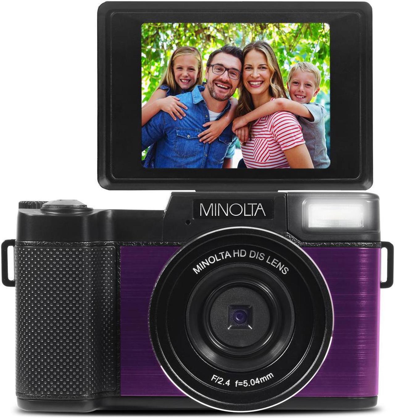 Alt view image 4 of 7 - Minolta MND30-P MND30 4x Digital Zoom 30 MP/2.7K Quad HD Digital Camera (Purple)