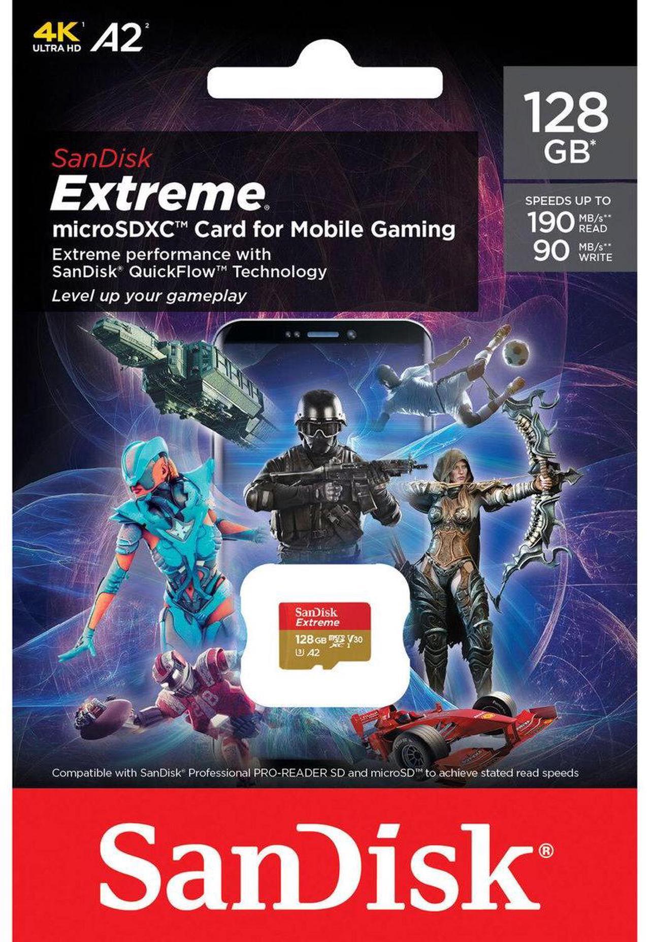 Alt view image 7 of 8 - 128GB SanDisk Extreme microSDXC Card for Mobile Gaming 4K UHD A2
