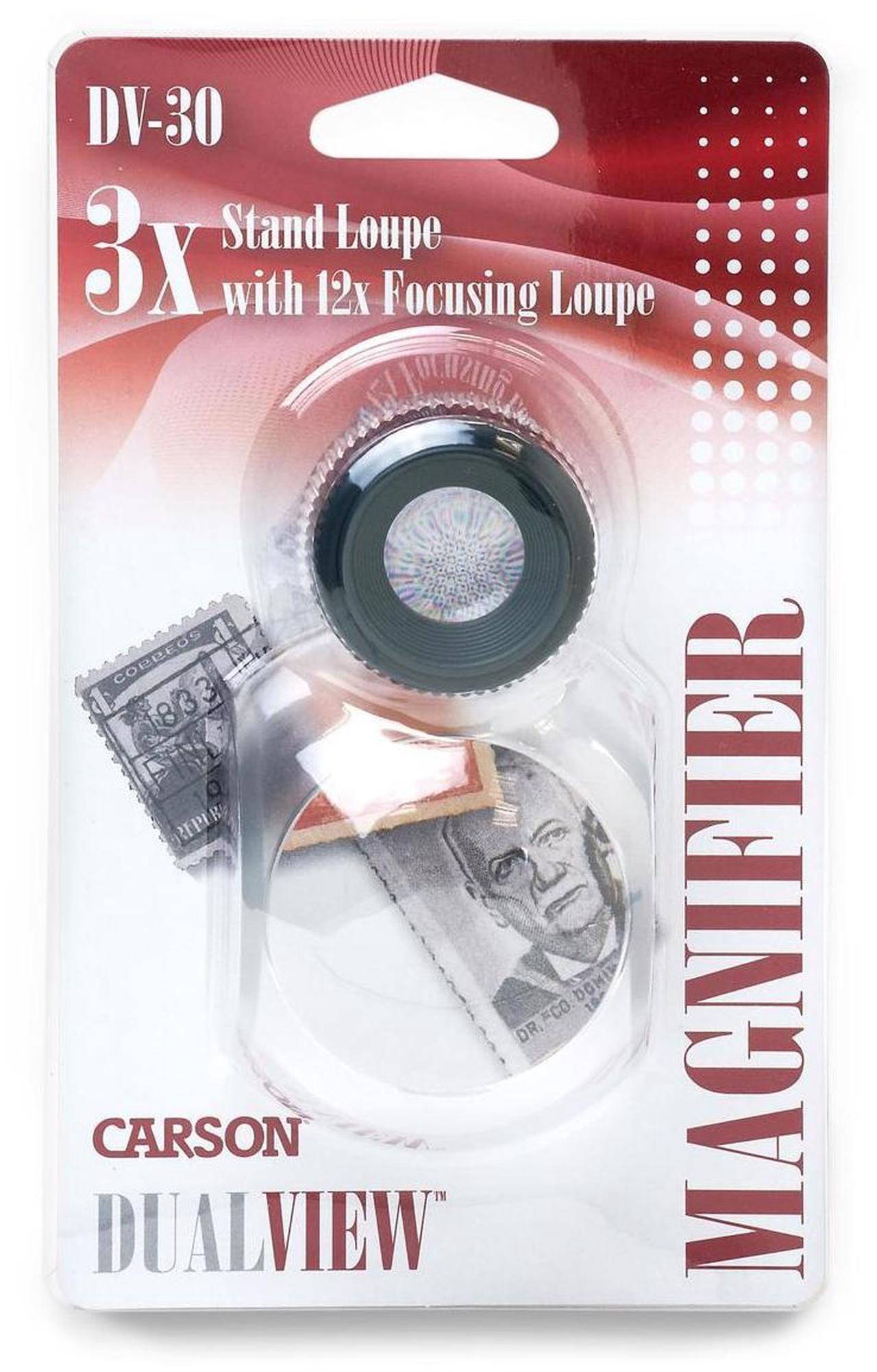 Alt view image 6 of 6 - Carson DV-30 DualView 3x Stand Magnifier with 12x Focusing Loupe