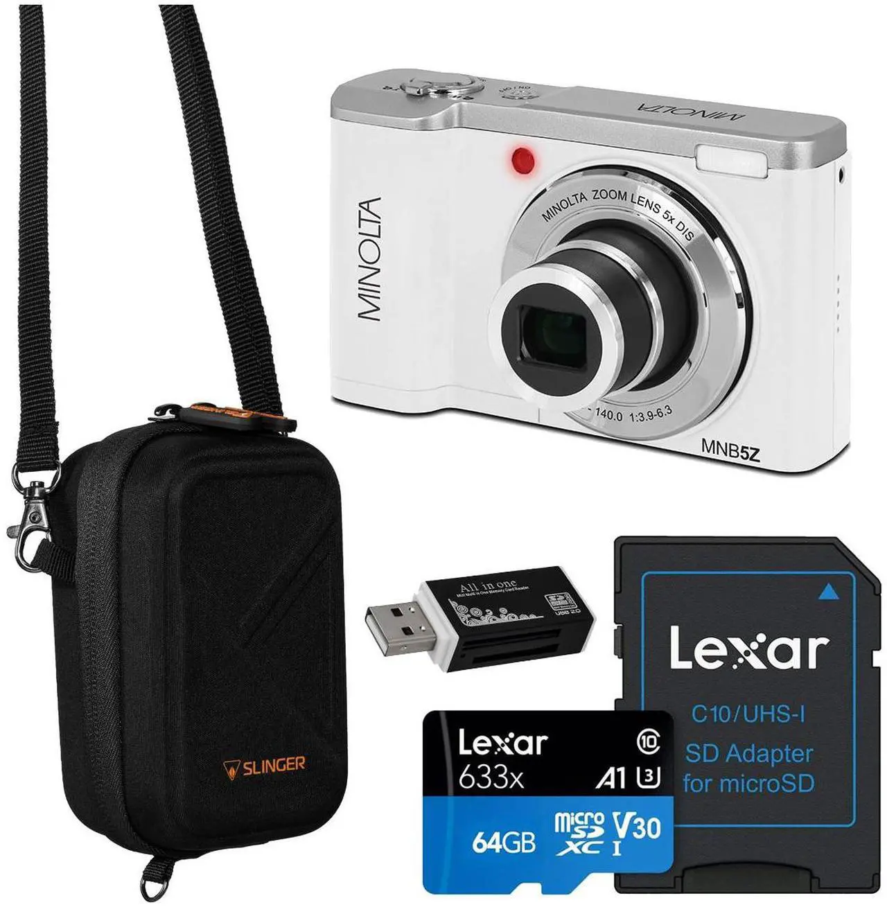 Main image of Minolta MNB5Z 56MP 5K UHD 2.8" LCD Screen Digital Camera, White, w/Essential Kit