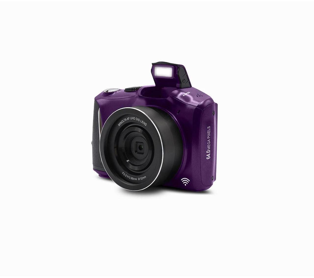 Alt view image 3 of 7 - Minolta Minolta MND55 64 MP AF 4K Ultra HD Digital Camera with WiFi, Purple