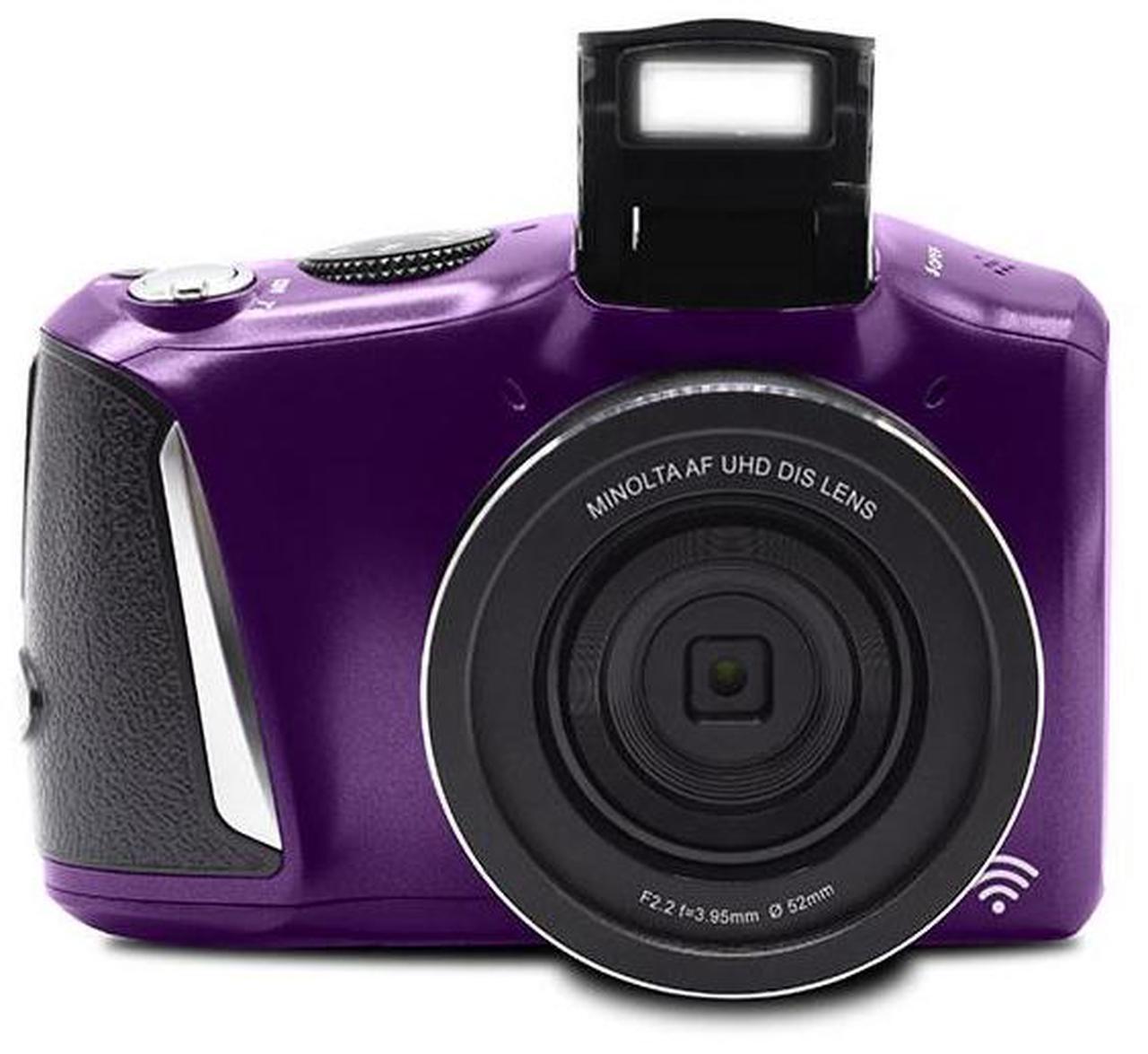 Alt view image 4 of 7 - Minolta Minolta MND55 64 MP AF 4K Ultra HD Digital Camera with WiFi, Purple