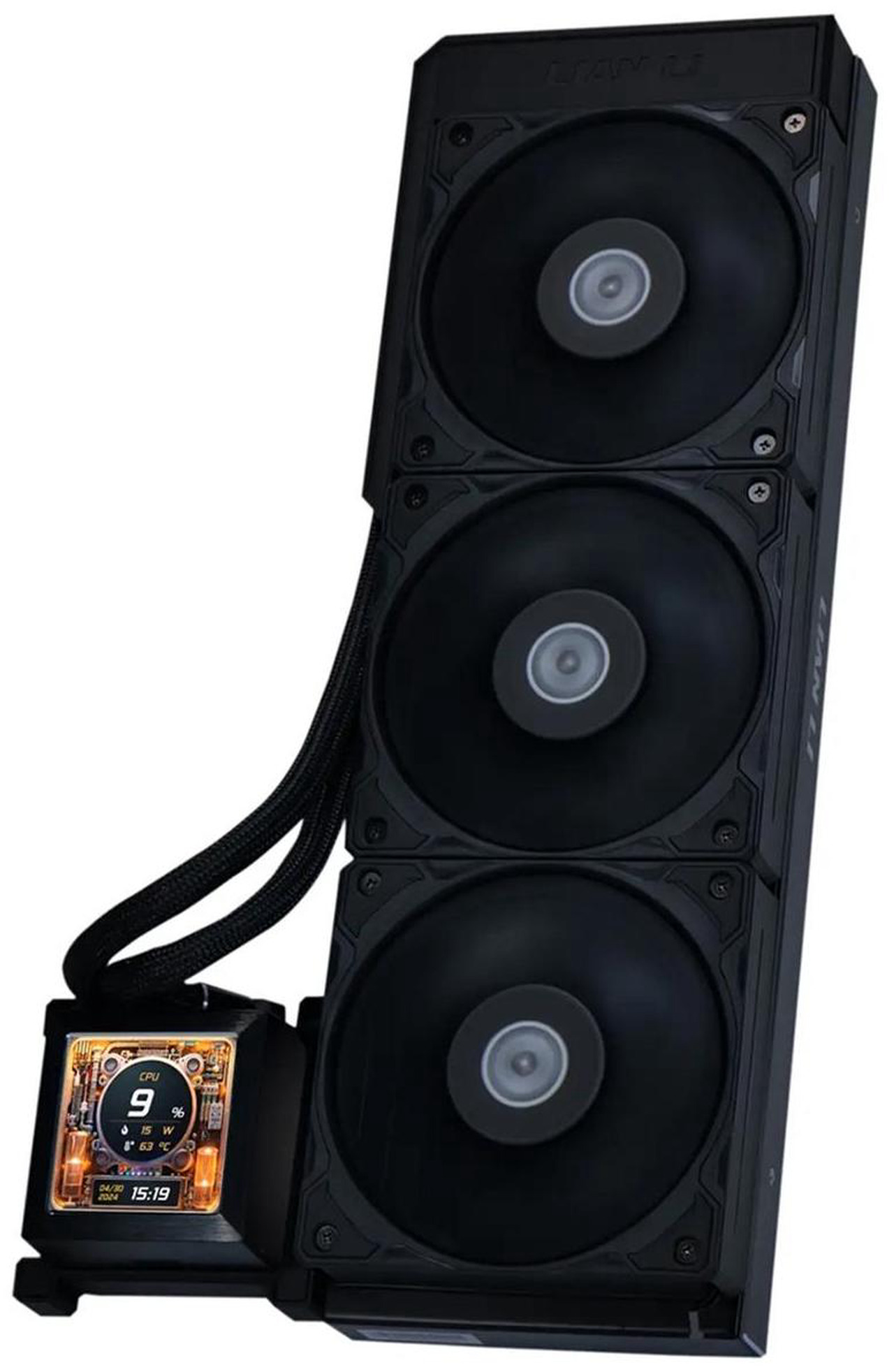 Open Box: Lian Li Hydroshift 360 AIO- Pre-installed 3 x 28MM fans - Side-mounted coolant pathway - 2.88” LCD Screen - 480 x 480 Resolution - Captured screenshots or recorded videos Shift AIO -Black (HSLCD36SB) - Newegg.com - Open Box condition - Image 21