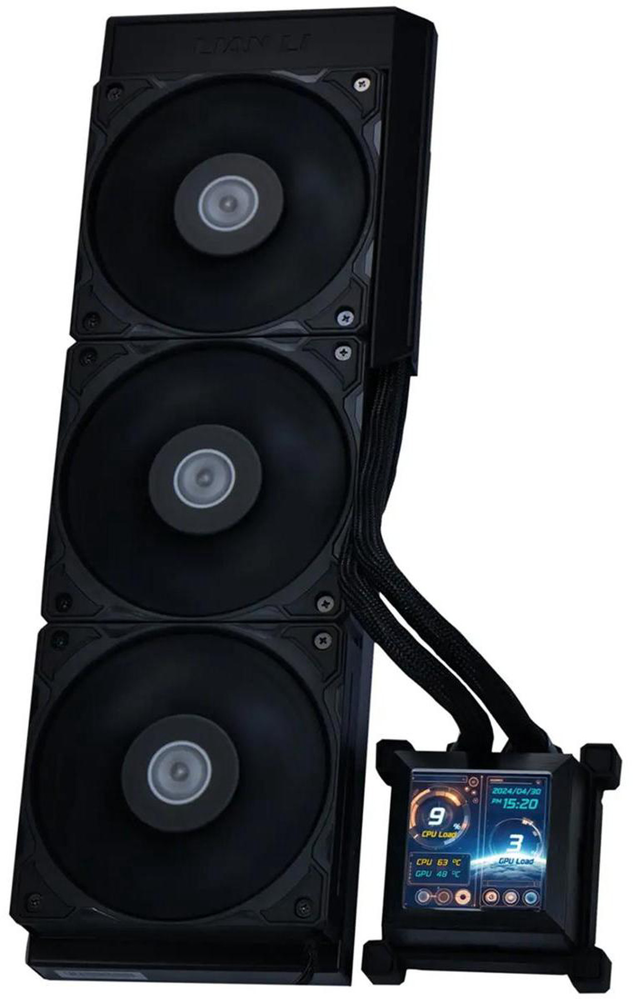 Open Box: Lian Li Hydroshift 360 AIO- Pre-installed 3 x 28MM fans - Side-mounted coolant pathway - 2.88” LCD Screen - 480 x 480 Resolution - Captured screenshots or recorded videos Shift AIO -Black (HSLCD36SB) - Newegg.com - Open Box condition - Image 22