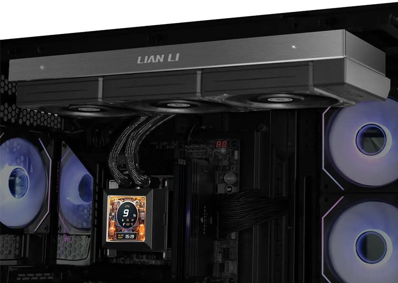 Open Box: Lian Li Hydroshift 360 AIO- Pre-installed 3 x 28MM fans - Side-mounted coolant pathway - 2.88” LCD Screen - 480 x 480 Resolution - Captured screenshots or recorded videos Shift AIO -Black (HSLCD36SB) - Newegg.com - Open Box condition - Image 24