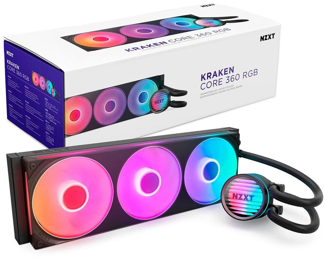 Open Box: NZXT Kraken Core 360 RGB - AIO CPU Liquid Cooler - 360 mm Radiator - 360 mm Single-Frame Fan - Compatible with AMD AM5/AM4 & Intel LGA 1851/1700/1200/115X - Black - Newegg.ca - Open Box condition - Image 36