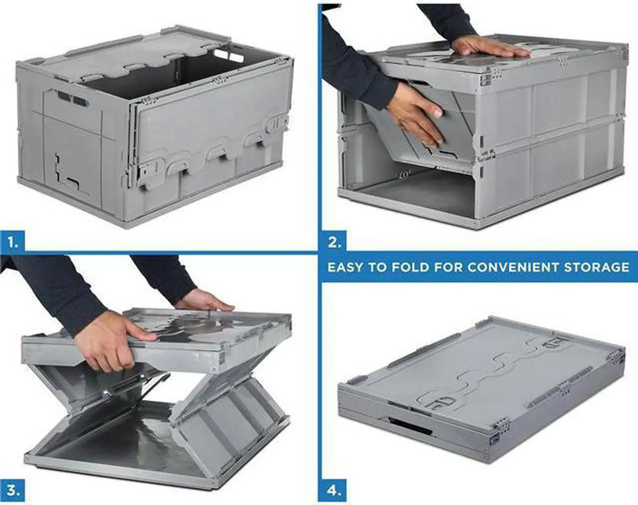 Alt view image 5 of 6 - Mount-It! Collapsible Plastic Storage Crate, 65L Capacity #MI-908