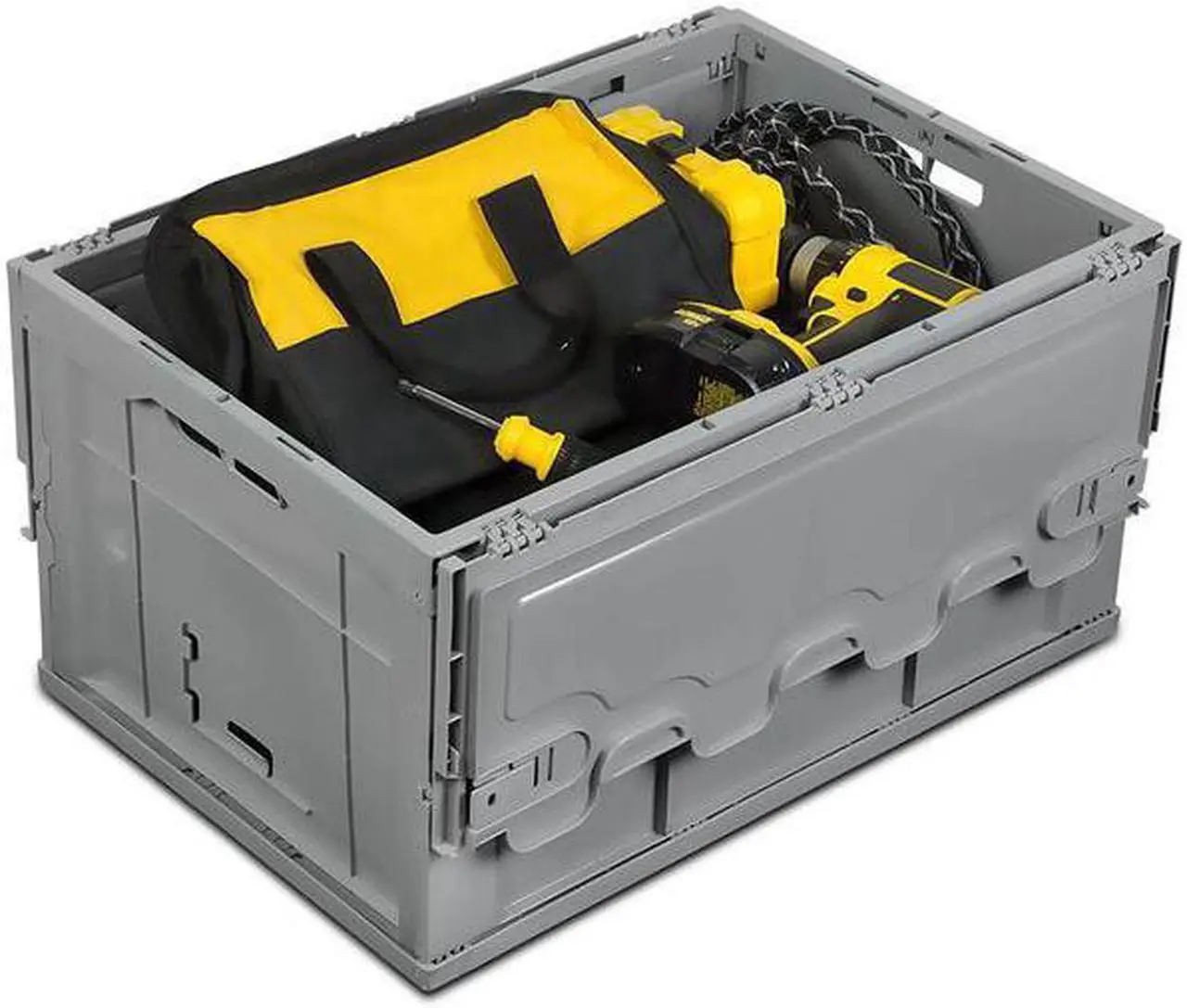 Alt view image 2 of 6 - Mount-It! Collapsible Plastic Storage Crate, 65L Capacity #MI-908
