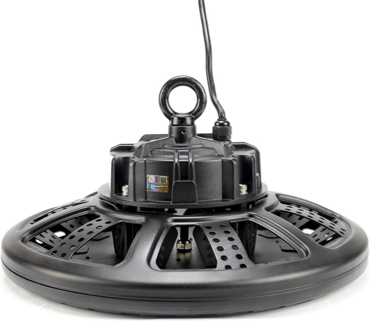 Alt view image 2 of 6 - J&H LED 240-Watt Integrated LED Dimmable Black High Bay Light with Wattage Adjustable 80w/70w/60w and Color Temperature Options 3000K/4000K/5000K