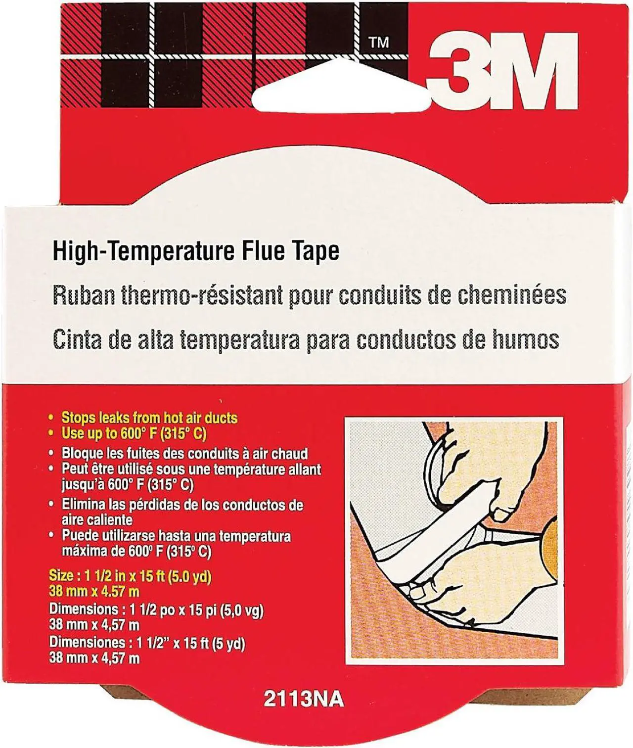 Alt view image 2 of 8 - 3M Scotch 1-1/2 In. x 15 Ft. High-Temperature Flue Tape, Silver 2113NA