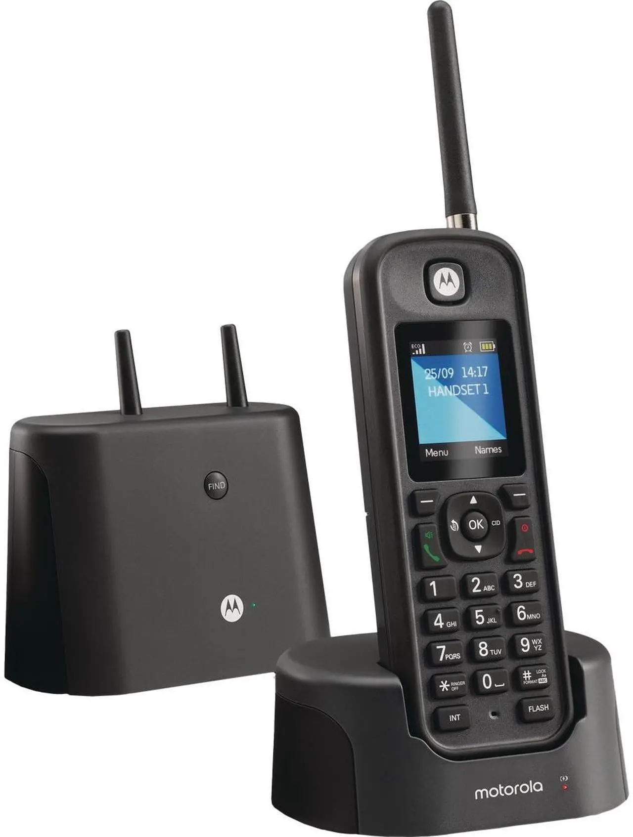 Alt view image 2 of 16 - motorola o211 indoor/outdoor digital cordless phone with answering machine
