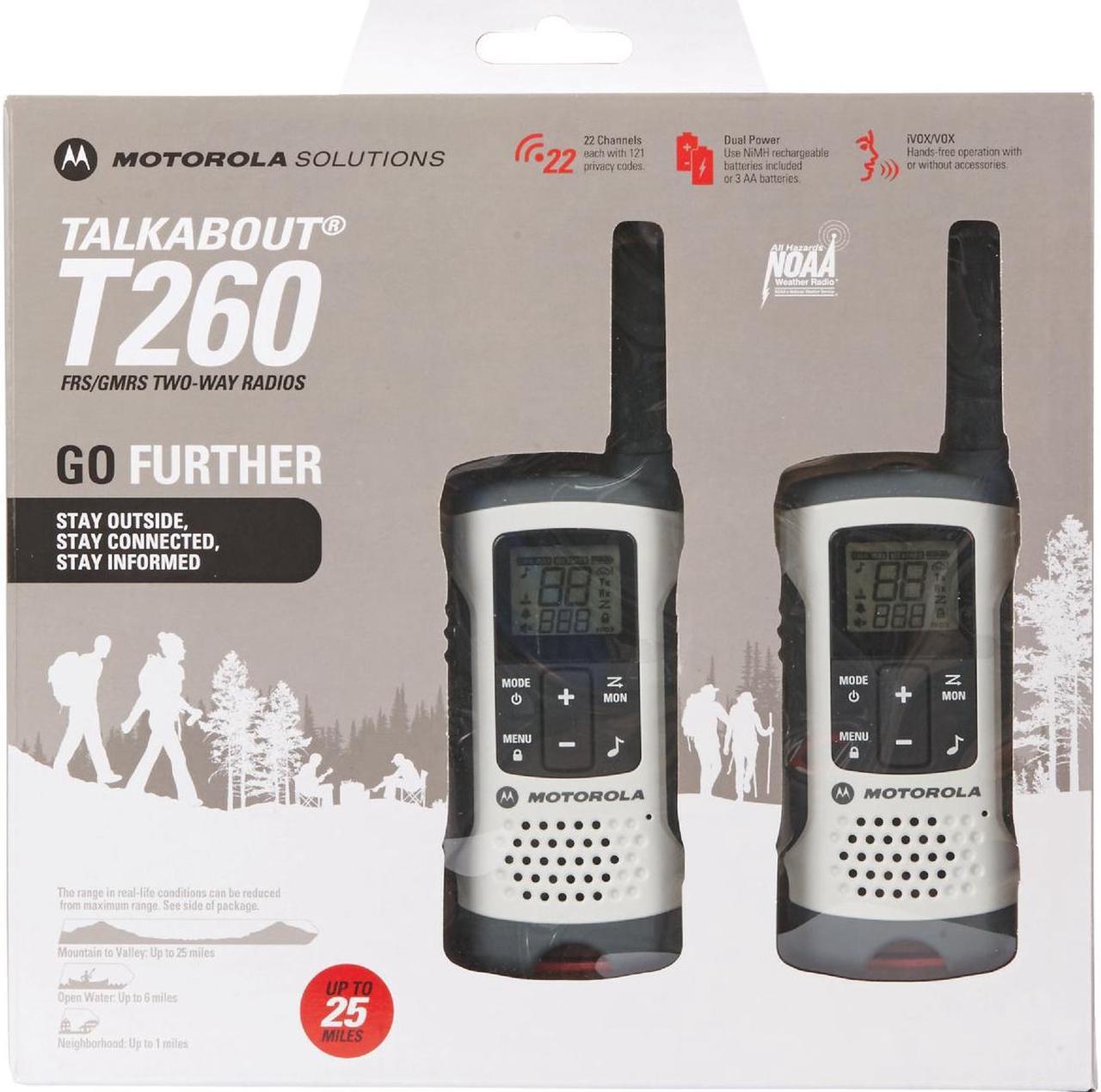 Alt view image 14 of 20 - Motorola T260 Two-Way Radio - 37KM Model + NOAA Rechargeable  (Dual Pack)