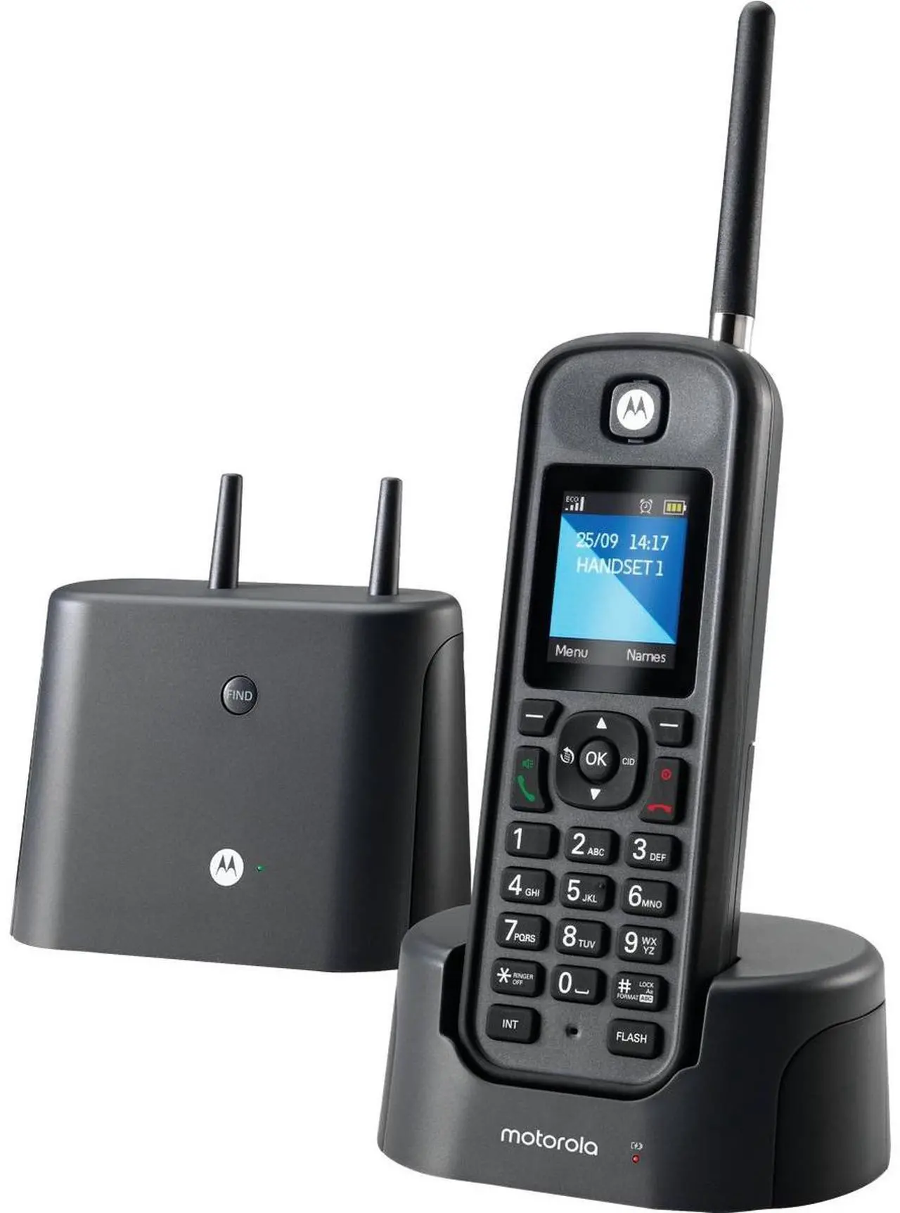 Alt view image 3 of 16 - motorola o211 indoor/outdoor digital cordless phone with answering machine