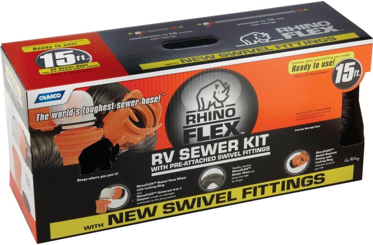 Alt view image 2 of 10 - Camco 15 Ft. RhinoFlex RV Sewer Kit 39761