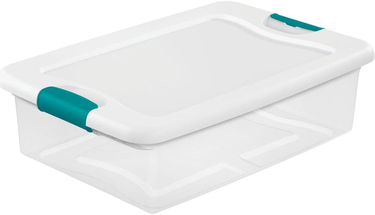 Alt view image 2 of 10 - Sterilite 1496 32-Quart Clear & Blue Stackable Latching Storage Box Container