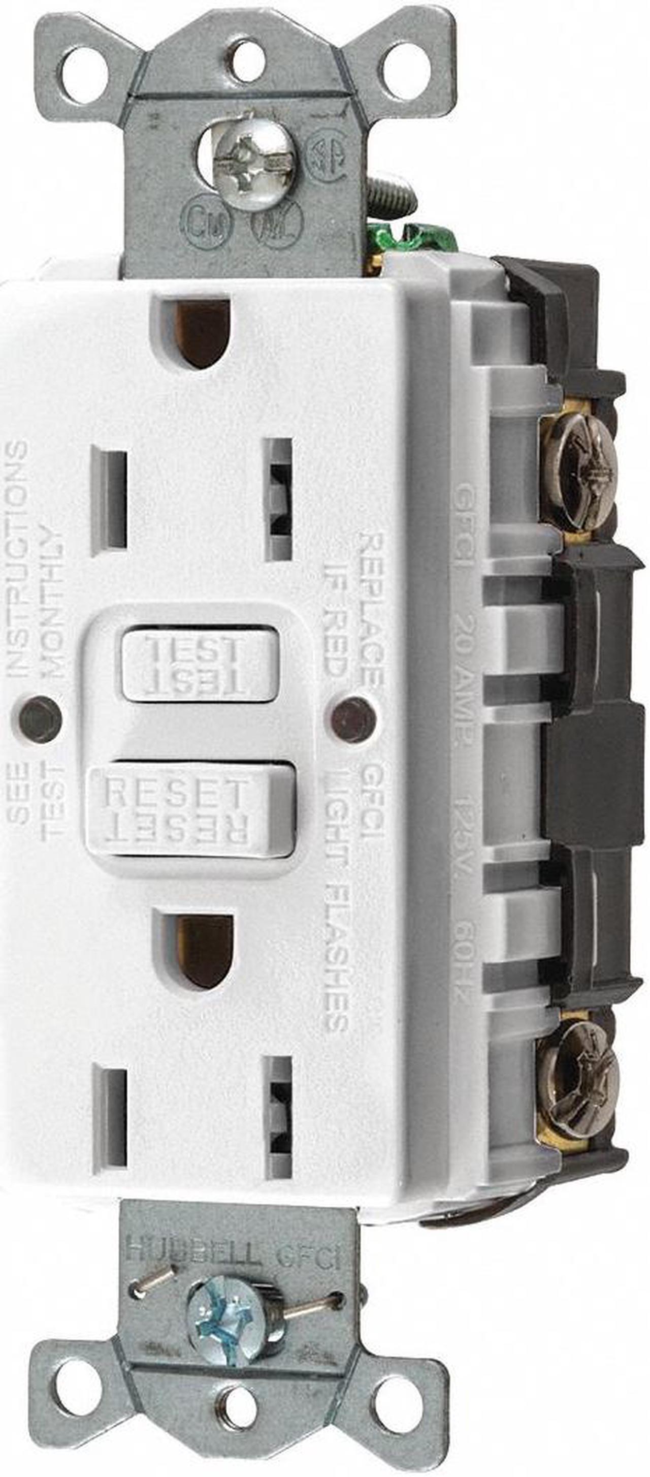 Alt view image 2 of 5 - HUBBELL WIRING DEVICE-KELLEMS GFR15W GFCI Receptacle,15A,125VAC,5-15R,White