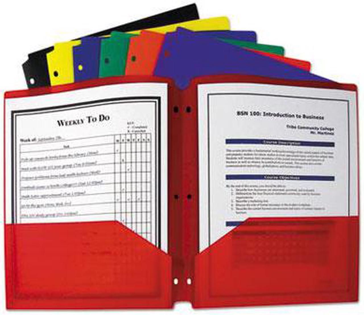 Alt view image 9 of 18 - C-Line Two-Pocket Heavyweight Poly Portfolio Folder w/3-Hole Punch Letter Assorted 33930