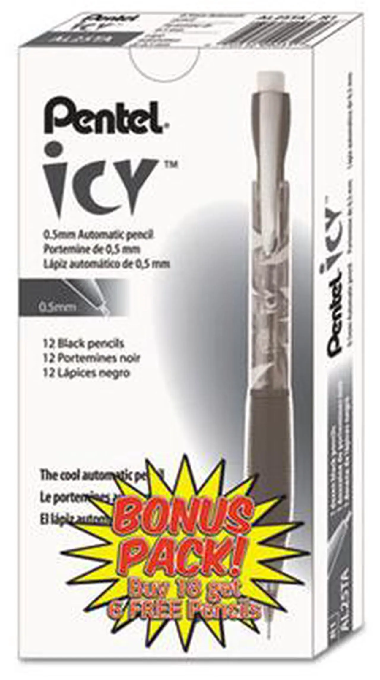 Alt view image 9 of 9 - Pentel Icy Mechanical Pencil 0.5 mm Transparent Smoke Barrel 24/Pack AL25TASWSPR