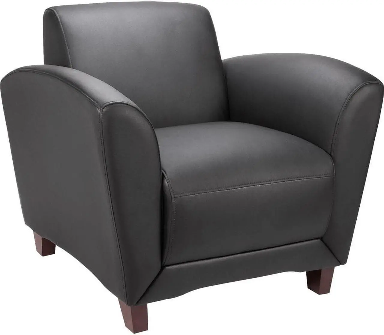 Alt view image 2 of 8 - Lorell Reception Chair Bonded 36"x34-1/2"x31-1/4" Black Leather 68952