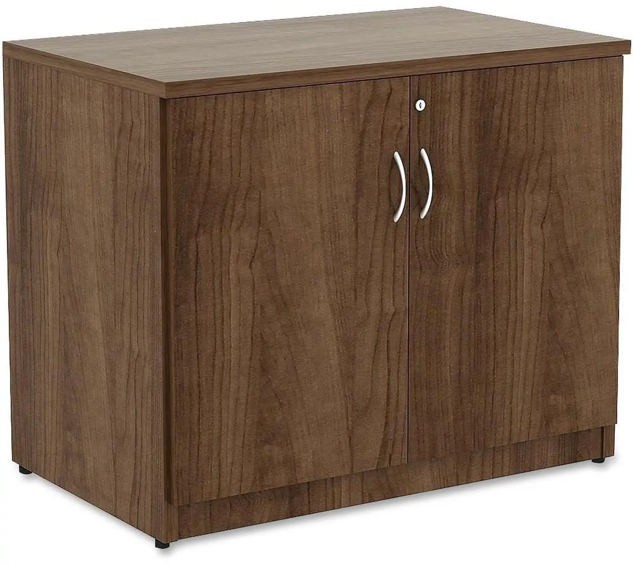 Alt view image 3 of 4 - Lorell Storage Cabinet - 36" x 22.5" x 29.5" - Glide, Lockable - Walnut - Laminate - Polyvinyl Chloride (PVC), Metal  LL
