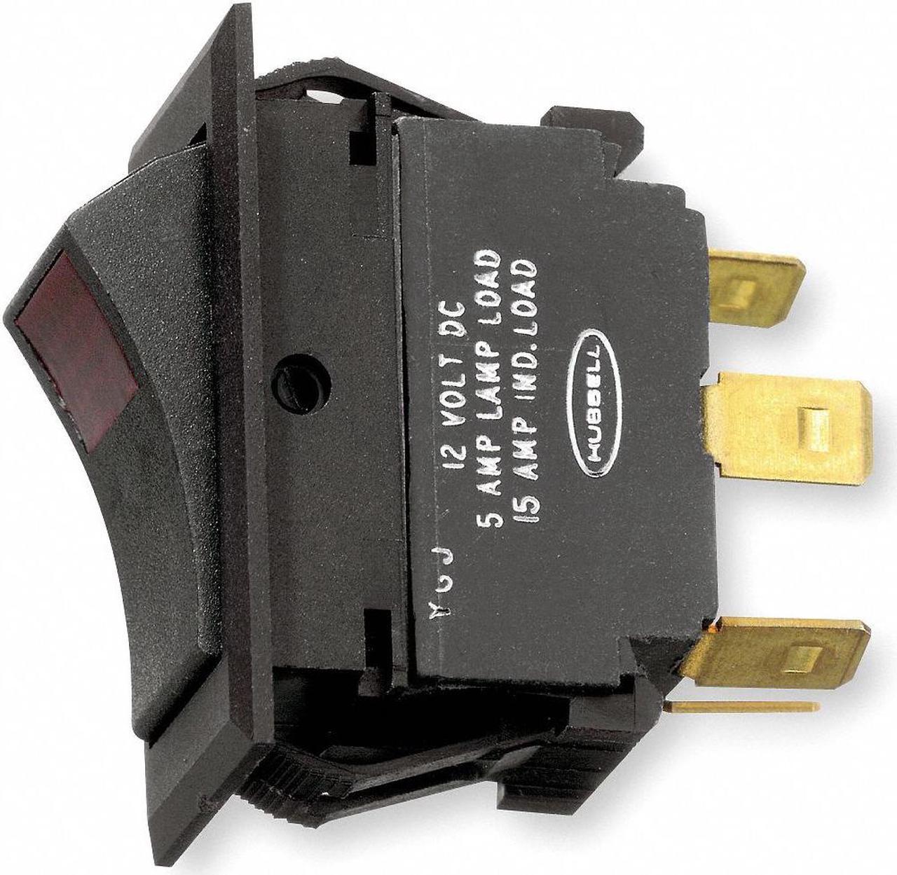 Main image of HUBBELL WIRING DEVICE-KELLEMS MR123LRSP Lighted Rocker Switch,SPDT,5 Connections