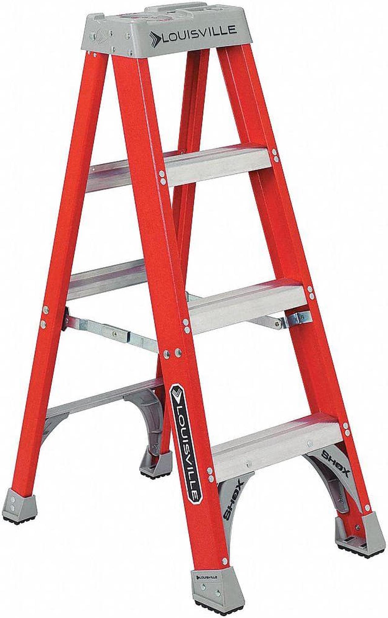 Alt view image 11 of 20 - Louisville Fiberglass Heavy Duty Step Ladder 50" 3-Step Orange FS1504