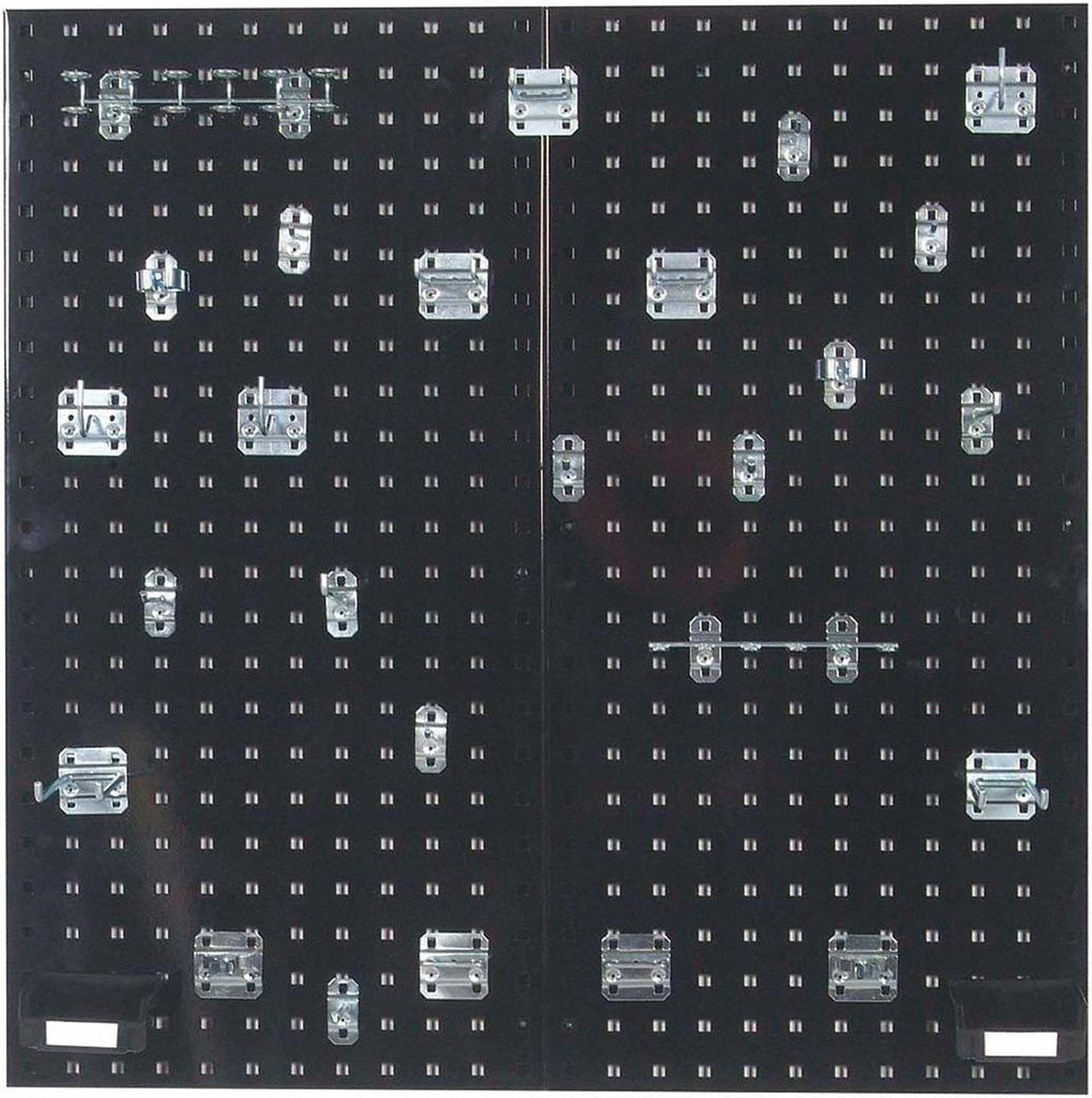 Alt view image 2 of 9 - Triton Products LB18-BKKit 2 18 x 36 x 0.562 in. Steel Square Hole Pegboards with 30 Piece Loc Hook Assortment & Hanging Bin System