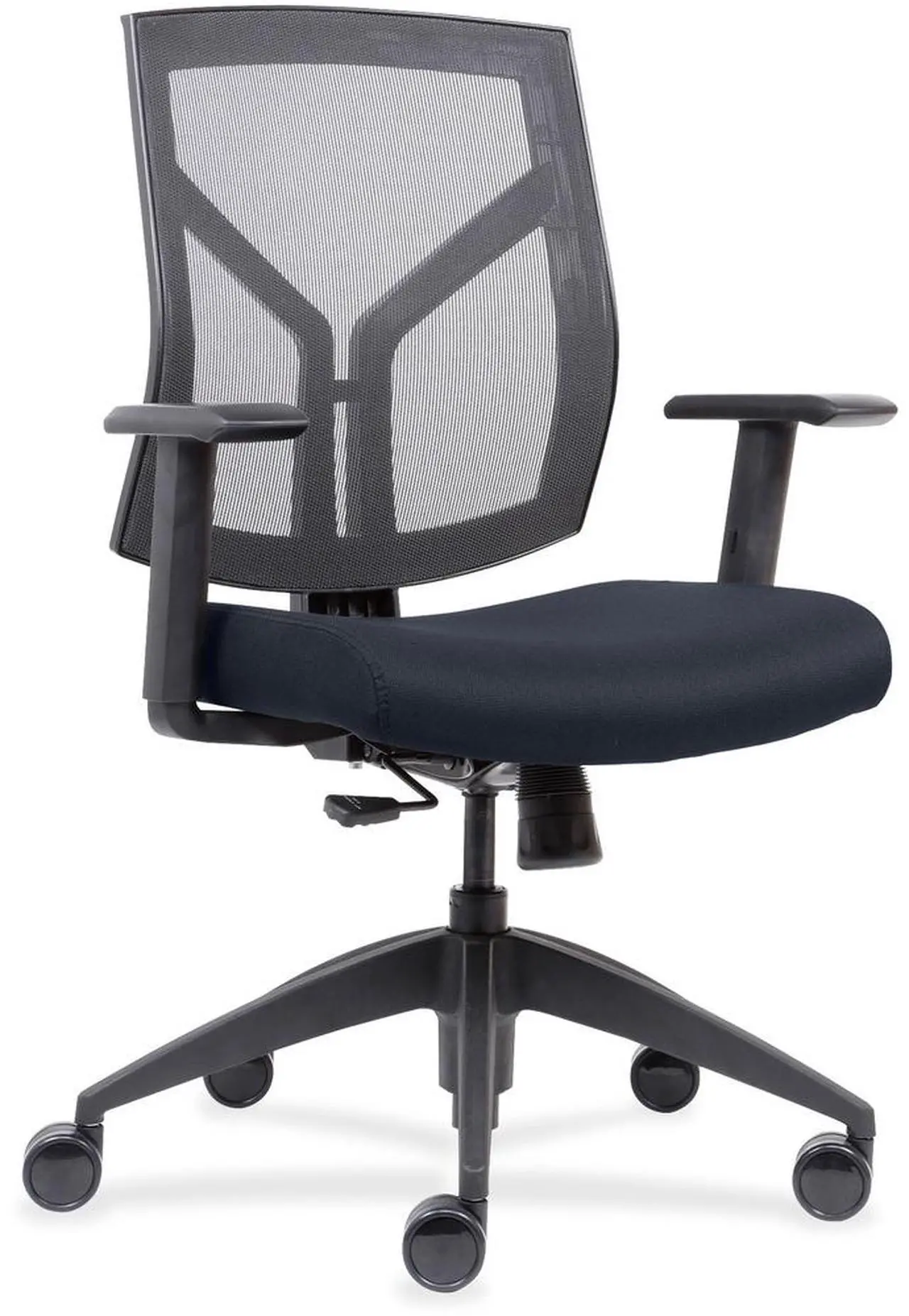 Alt view image 3 of 9 - Lorell 83111A204 Mid-Back Chairs wth Mesh Back & Fabric Seat - Dark Blue