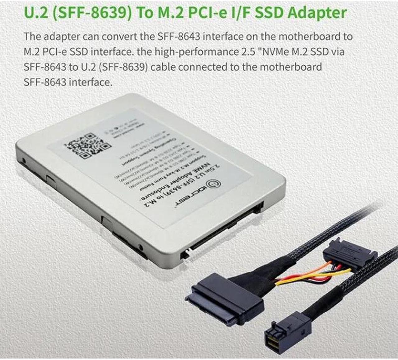 M.2 Adapter M.2 NVMe SSD to PCI-e U.2 SFF-8639 Adapter PCIe M2 converter with enclosure for desktop