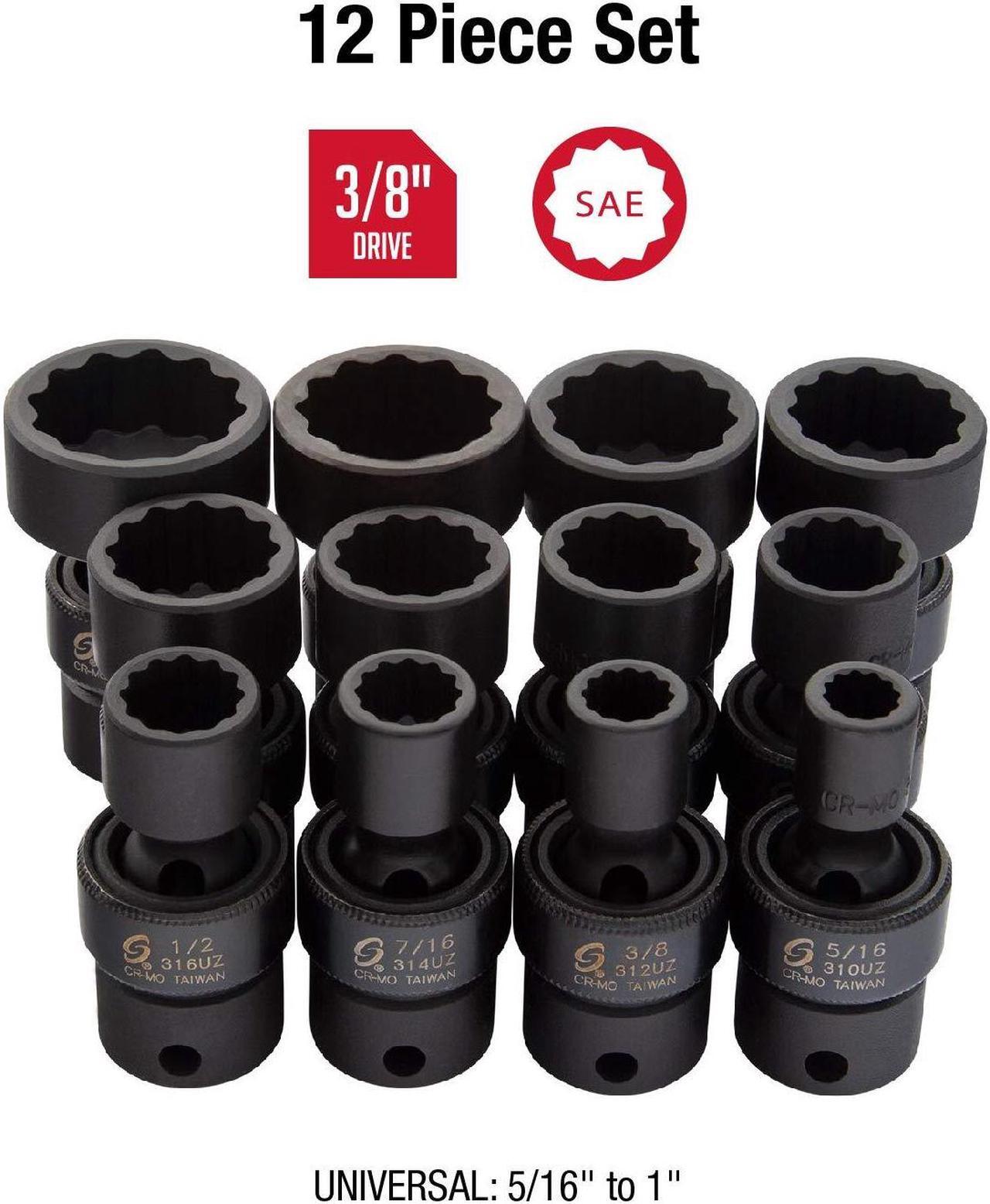 Alt view image 2 of 8 - Sunex 3690, 3/8 Inch Drive Universal Impact Socket Set, 12-Point, 12-Piece
