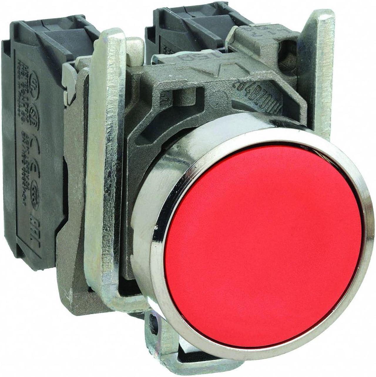 Alt view image 2 of 3 - SCHNEIDER ELECTRIC XB4BA45 Flush Push Button Operator, 22 mm, 1NO/1NC, Red