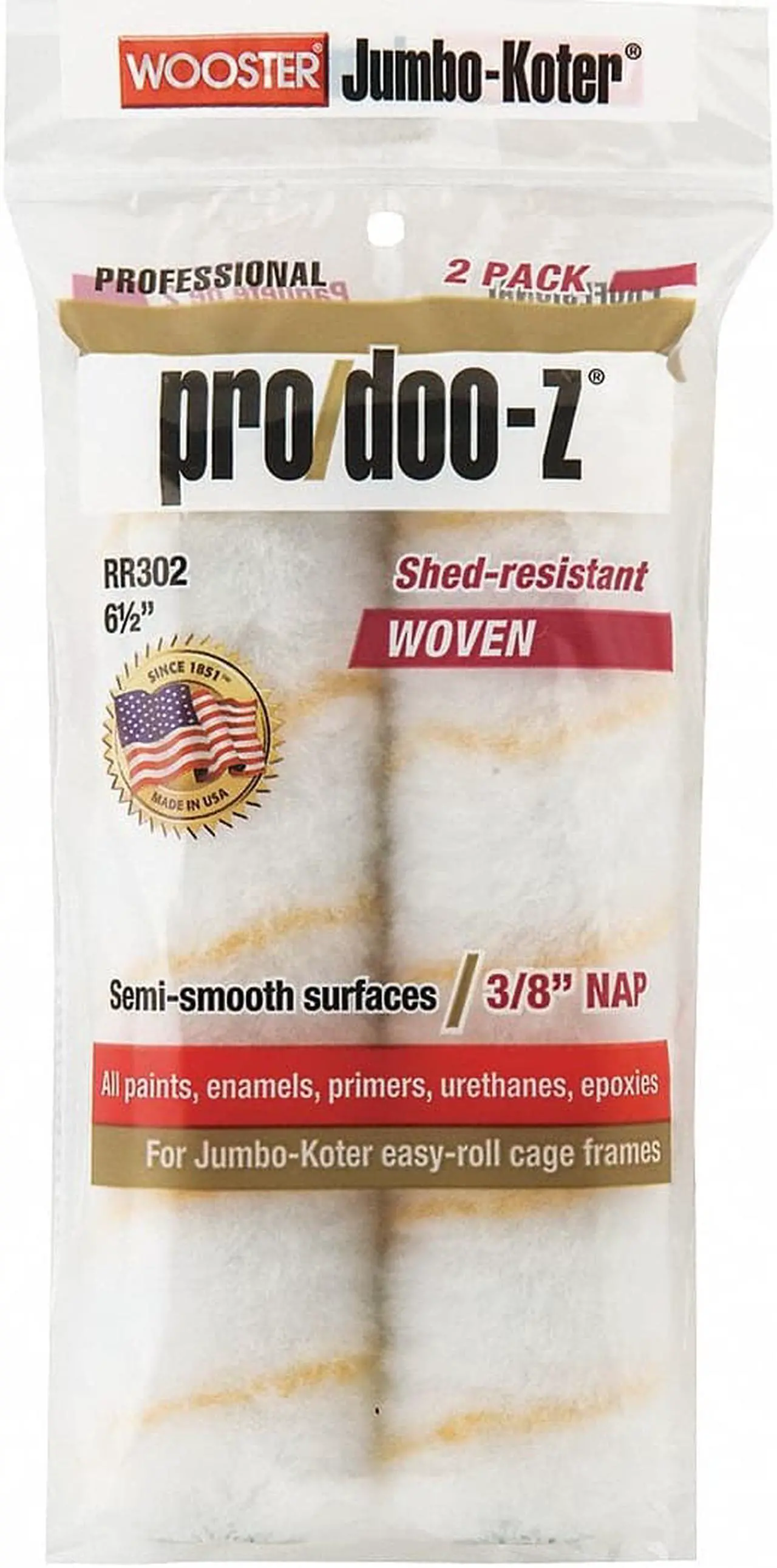 Alt view image 3 of 7 - WOOSTER RR302-6 1/2 6-1/2" Mini Paint Roller Cover, 3/8" Nap, Woven Fabric
