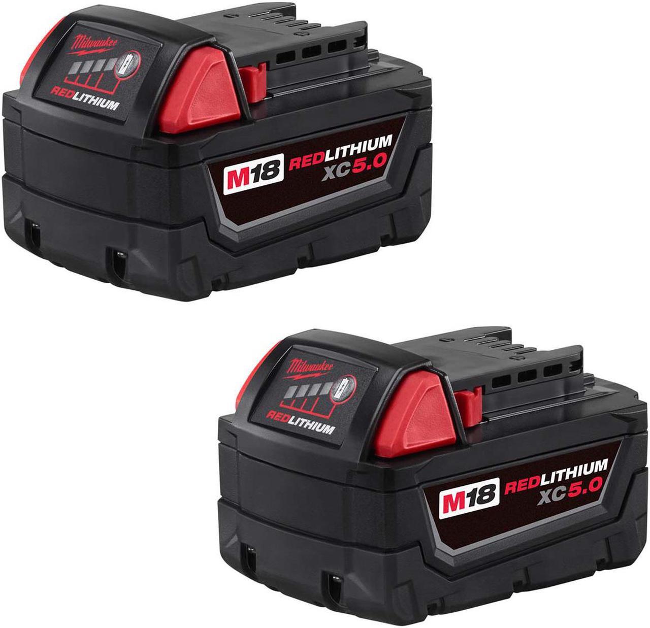Alt view image 5 of 6 - Milwaukee M18 Redlithium XC5.0 Ah Lithium-Ion Extended Capacity Battery (2-Pack)  48-11-1852