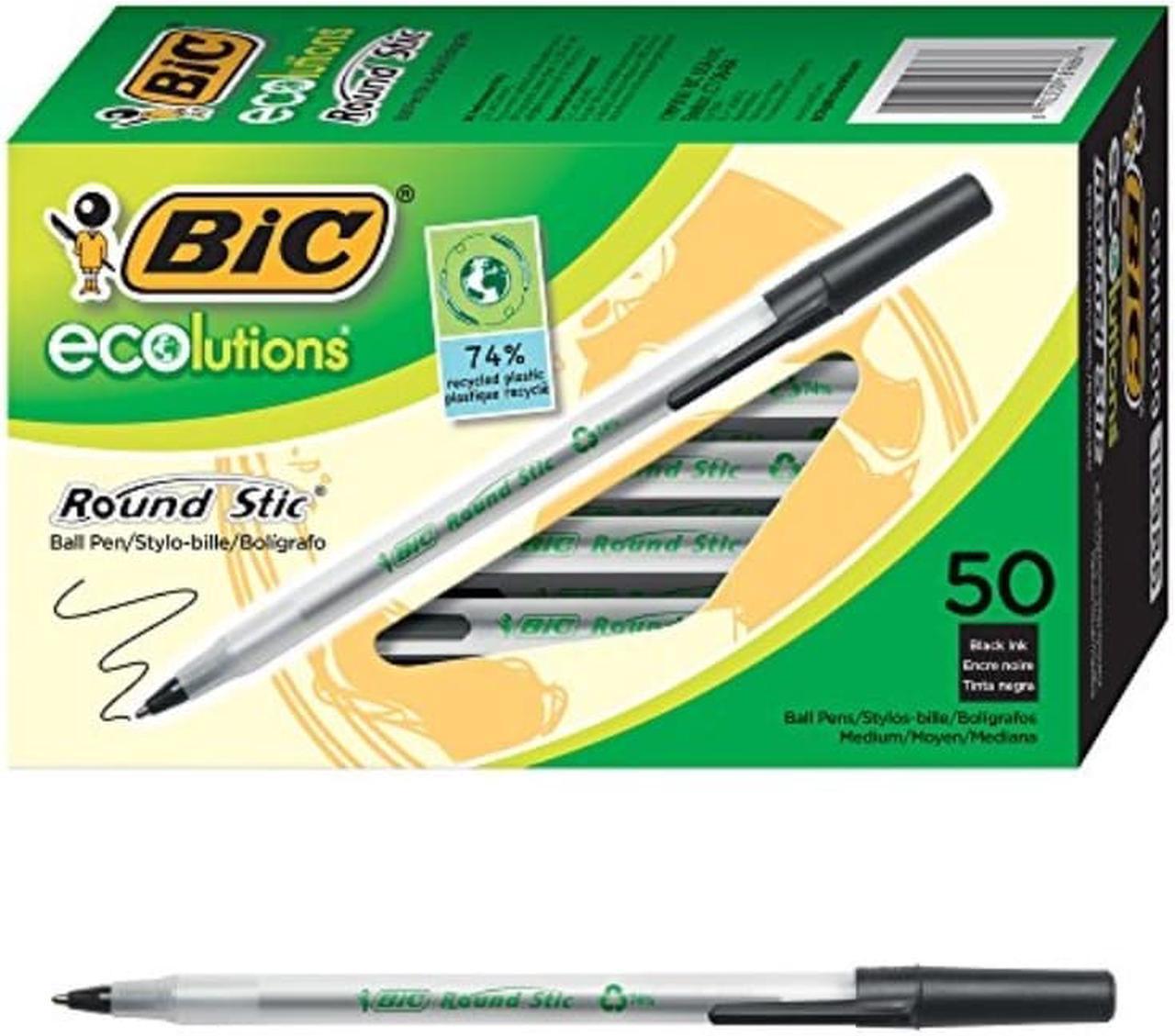 Alt view image 11 of 20 - BIC Ecolutions Round Stic Ballpoint Pen Black Ink 1mm Medium 50/Pack GSME509BK