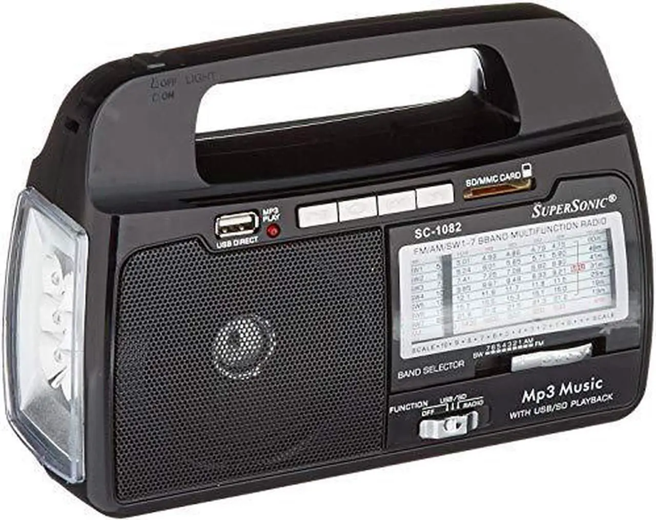 Alt view image 11 of 12 - Supersonic SC-1082 9-Band AM/FM/SW 1-7 Portable Radio