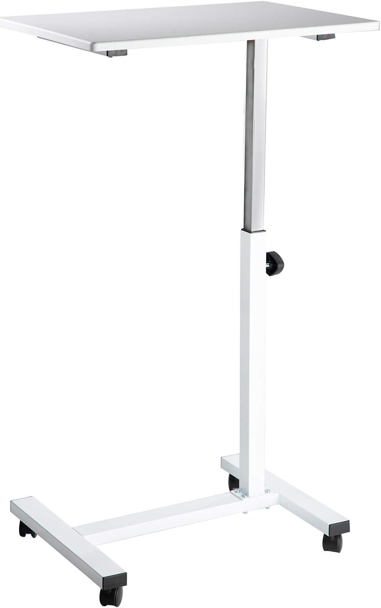 Main image of Seville classics Solid-Top Height Adjustable Mobile Laptop computer Desk cart Ergonomic Home Office Stand Rolling Table, Overbed (236), White